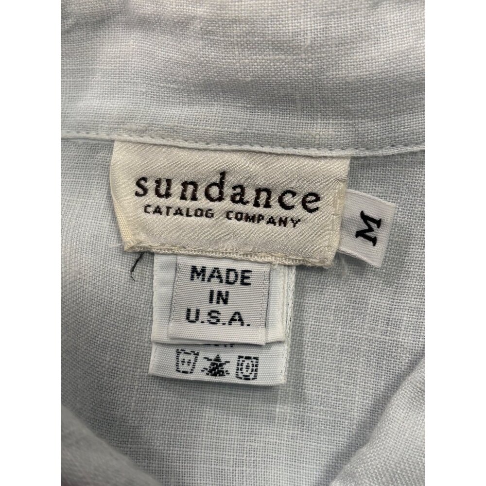 Sundance Catalog Linen Western Shirt Women M Pearl Snap Cowboy Boho USA Made - Picture 4 of 10